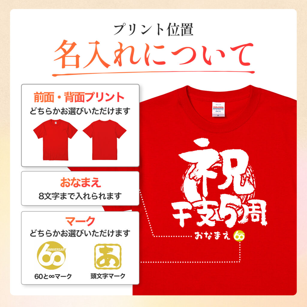 祝干支５周 - 還暦祝い名入れおもしろTシャツ