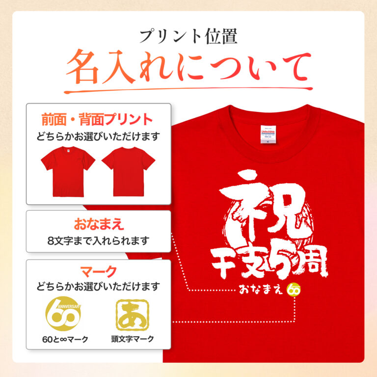 祝干支５周 - 還暦祝い名入れおもしろTシャツ