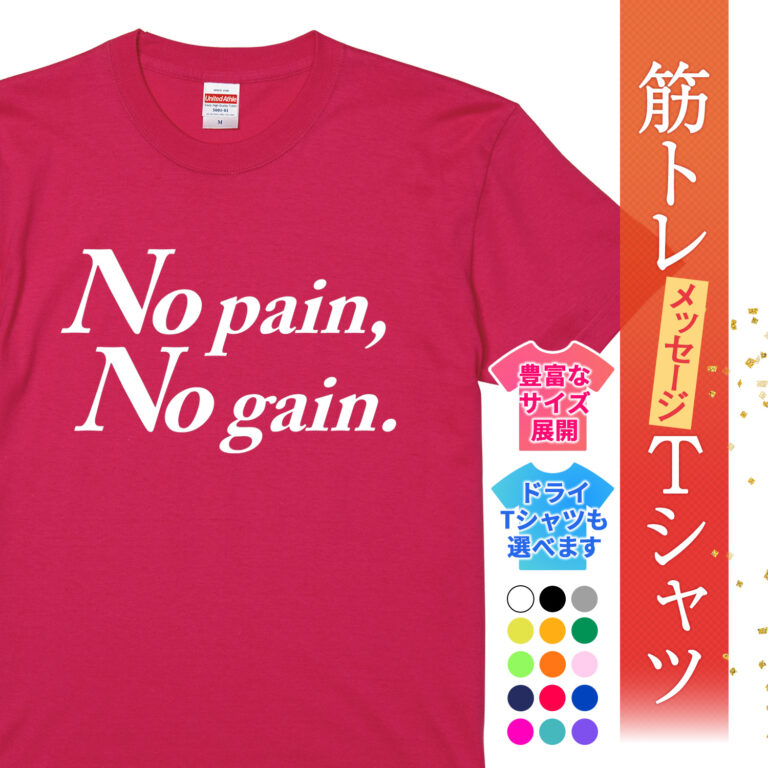 筋トレTシャツ No pain、No gain